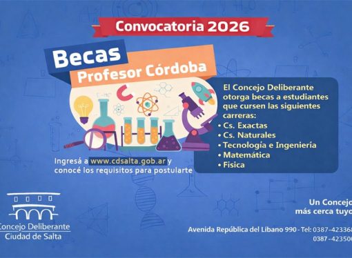 Se entregarán reconocimientos a los quince estudiantes que obtuvieron la Beca Estudiantil “Profesor Daniel Córdoba” 2026