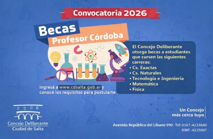 Se entregarán reconocimientos a los quince estudiantes que obtuvieron la Beca Estudiantil “Profesor Daniel Córdoba” 2026